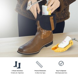 HugList Shoe Stretcher Set for Men - Adjustable Width & Height Boot Stretcher, Cowboy Boot Widener Expander, High Instep & Toe Box Expander with Bunion Plugs & Deodorant Balls, Size 7.5-13, Yellow