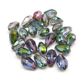 FAMLEAF 50PCS 10x15mm Crystal Glass Teardrop Beads for Jewelry Making, DIY Bracelet Necklace