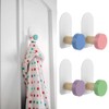 5pcs Self-Adhesive Kids Coat Hooks, Cartoon Animal Pattern Wooden Hooks