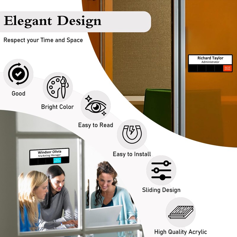 Office Status Sign With 5 Options,Do Not Disturb/Please Knock/In A