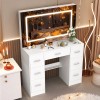 Yamissi Vanity Makeup Table Dressing Desk LED Lighted w/ Large