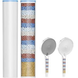 JITTGO 2 Pack Shower Head Filter Replacement for Handheld Filtered Shower Head, Water Softener Filters Beads for Hard Water, Remove Chlorine, Reduces Dry Itchy Skin