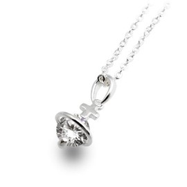 Pendant Necklace with Zirconia on Saturn Inspired Cross Silver Gold, Cubic Zirconia