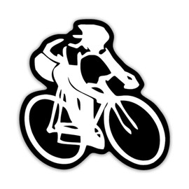 Bicycle Cycling Person Vinyl Decal Sticker for Cars Trucks Windows Bumpers Walls Laptops Skins - 5.5 Inches at Largest Point - White on Black Background - KCD3310