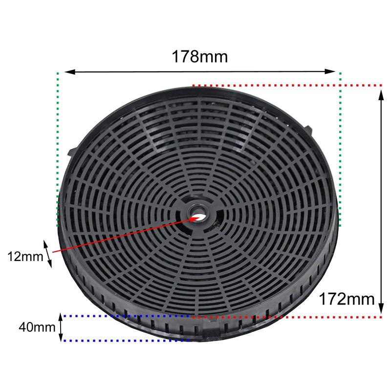 SPARES2GO Round Carbon Filter Pair compatible with Elica Cooker Hood