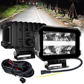 TopAutoGear 5 Inch Square White LED Driving Lights with DRL, 80W 9000LM Super Bright Fog Lights,Offroad Lighting, Easy-Install Light for Truck SUV ATV UTV Jeep Wrangler Motorcycle, Pair