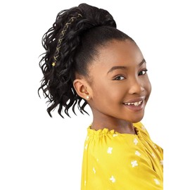 Outre Lil Looks Drawstring Ponytail GOLD ACCENTED NATURAL WAVE 12″ (2T1/27)