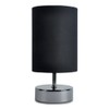 Modern Black Chrome Touch Dimmer Bedside Table Lamp with Polycotton