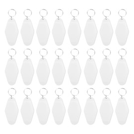 PATIKIL Vintage Motel Keychain, 24 Pack Blank Hotel Keychains Rhombus Retro Key Tag for DIY Crafts Ornament Backpack Luggage Labels Tags, White