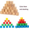 4PACK Wooden Blocks for Crafts, Unfinished Wood Cubes Blocks, 3