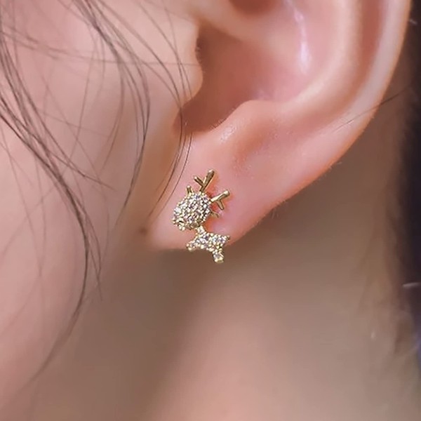 TseenYi Christmas Elk Stud Earrings deer Reindeer Antlers Rhinestone Earrings