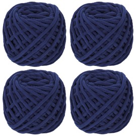 Coopay Chunky Wool for Crochet, 4 x 90 g Thick Wool for Knitting, Thick Yarn, Plush Yarn Wool for Knitting, Soft Wool, Thick Yarn, Fluffy for Blankets, Scarves, Dolls - Navy Blue