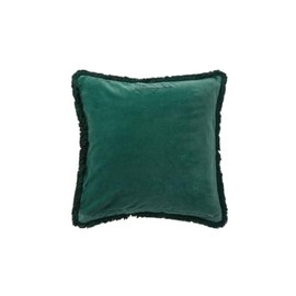 LEXINGTON Organic Cotton Velvet Fringe Pillow Cover, Green, 50 x 50 cm