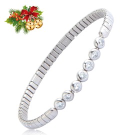 HAQI Magnetic Bracelet for Women Stainless Steel Elastic Bracelet Energy Magnetic Field Therapy Arthritis Jewellery Stretchy, Stainless steels, 1