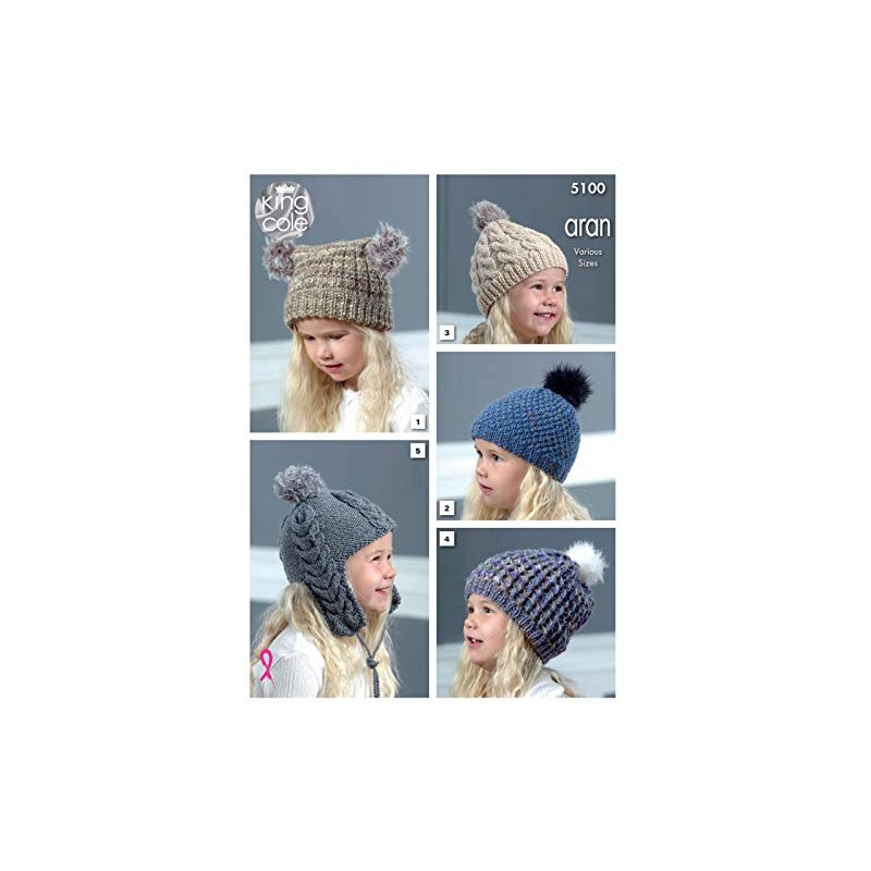 King Cole 5100 Knitting Pattern Childrens Hats in King Cole