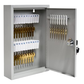 BankSupplies STEELMASTER 30 Key Cabinet | Single Lock Control Key Box | Welded 22 Gauge Steel Construction | Scratch Resistant | Write-On Key Tags for Easy Identification