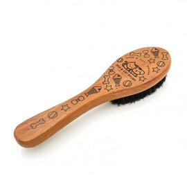 Menesia Pet Soft Brush with Wood Handle and Boar Bristle Hair Brush - Soft Cat and Dog Grooming Brush for Short Hair Cats and Small Dogs - Soft Bristles for Gentle Massage and Dandruff Removal (Cat)