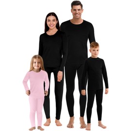 Jadive Thermal Underwear Set Full Family Winter Long Thermal Underwear Fleece Lined Base Layer Set for Women Men Boys Girls(Girl,S,Pink)