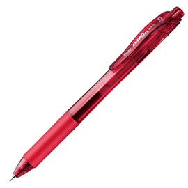 Pentel Knock Gel Ballpoint Pen Energel X, 0.5mm Needle Tip, Red Ink (BLN105-B)