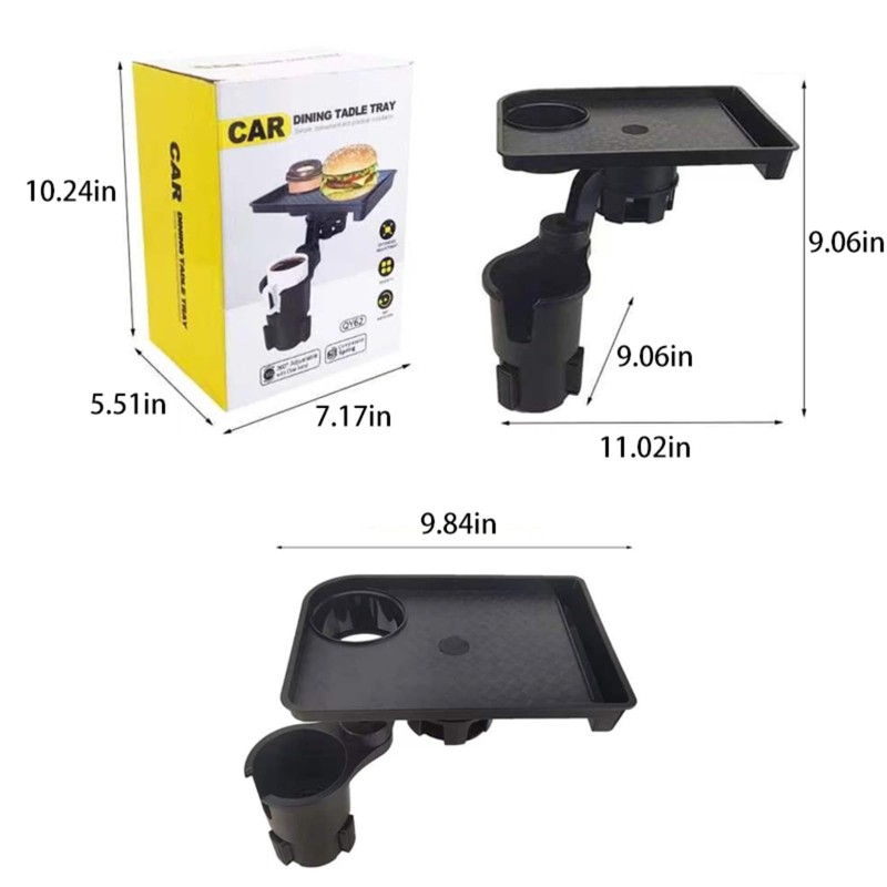 Vehicle-Mounted Multifunctional Water Cup Holder Tray Black Adjustable Cup Holder