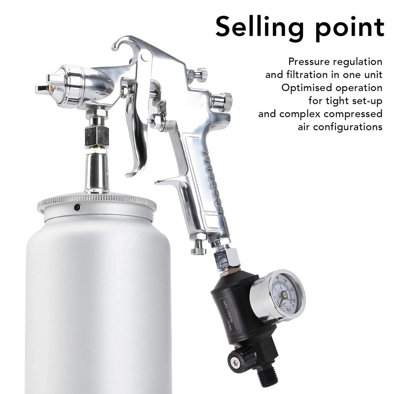 Air Pressure Regulator Filter Pneumatic Adjusting Valve with Gauge for