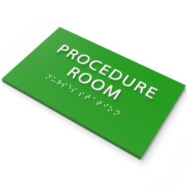 ADA CENTRAL SIGNS - 6" X4" Procedure Room Sign - Tactile Graphics Grade 2 Braille Text Emergency Sign| ADA Compliant Wall Mount Acrylic Medical Procedure Sign for Hospital, Medical Space, and Clinics