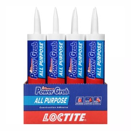 Loctite Power Grab Express All Purpose Construction Adhesive, 9 fl oz Cartridge, 12 Pack - Versatile Construction Glue for Cement, Tile, Wall & More