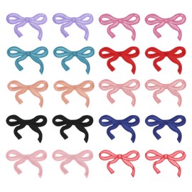 Shimmeroo 20PCS Bow Iron on Patches 5 Colors Bow Patches, Embroidery Applique Cute Sewing Iron on Patch Embellishments for Clothes, Hats, Jackets Backpacks, Kids DIY Craft Decor