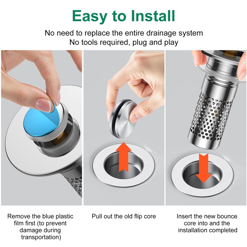 ​Bathroom Sink Drain Strainer,Universal Pop-Up Sink Stopper Hair Catcher, Anti-Clog