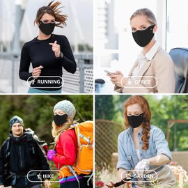 Hymeiluely 4 Pieces Breathable Washable Reusable Sun Face Mask For Women Men,sunscreen UV Face Shield For Running Hiking Riding Exercise (Black)