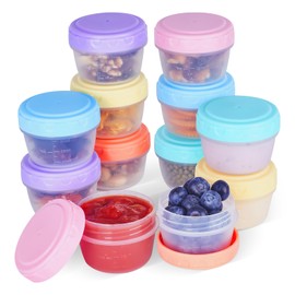 Beekfect 12PACK 2.7oz Salad Dressing Containers To Go with lids, Reusable and Leakproof Mini Sauce Cups Condiment Dip Jars for Lunch Box, Small Snack Containers for Kithen Office School Camping