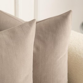 Mandioo Pack of 2 Chenille Cushion Covers Soft Comfortable Durable Throw Pillow Cases for Home Decor Sofa Couch Living Room Bedroom 24 x 24 Inch 60x60 cm Taupe