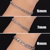 Fiusem Silver Tone Figaro Mens Bracelet, 7mm Width Stainless Steel