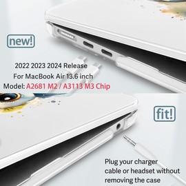 Lepeoac Compatible with MacBook Air 13.6 inch Case 2022 2023 2024 Release A2681 M2 A3113 M3 Chip, Plastic Hard Shell Case for MacBook AI 13.6" Retina Fits Touch ID, Cute owl