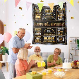Fluxflix Happy 40th Birthday Blanket 60"X50" - 40th Birthday Gifts Men - 40 Year Old Gifts for Men - 1985 Birthday Gifts for Man - Mens 40th Birthday Gifts - Funny 40th Birthday Gift Ideas for Male