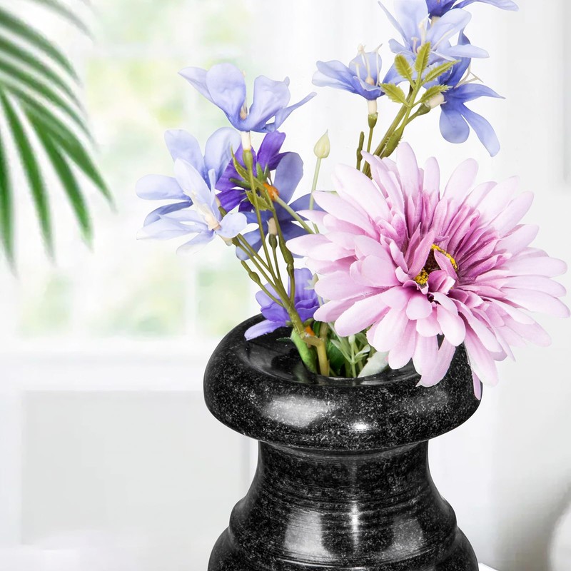 Cemetery Memorial Vase, Natural Granite Stone Flower Vases with Draining