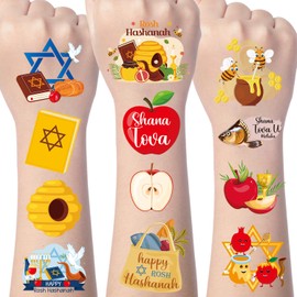 Happy Rosh Hashanah Temporary Tattoos - Gameza 200+ Rosh Hashanah Decorations Favors Supplies Shana Tovah Jewish New Year Festival Decor Tattoo Stickers Gifts Prizes Rewards for Kids Adults