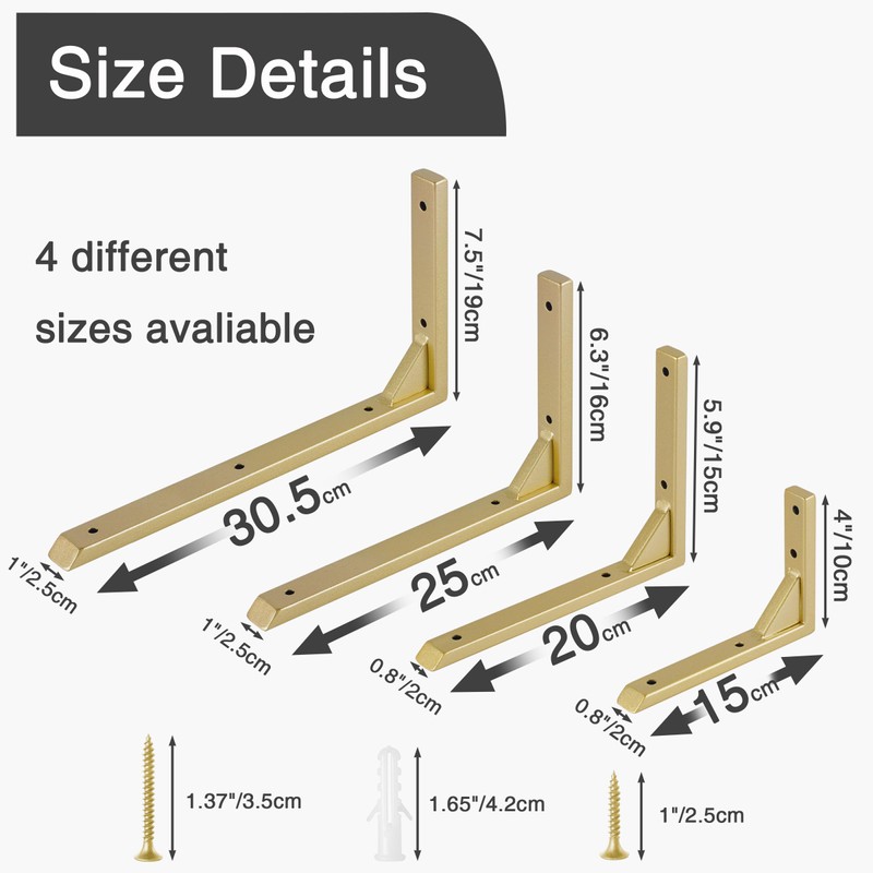 Ouvin Heavy Duty Brackets 8inch Set of 4 Wall Mount