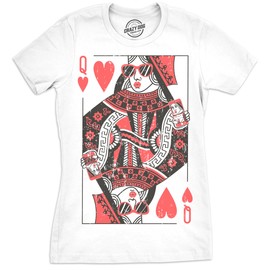 Womens Queen of Hearts T Shirt Funny Vintage Graphic Cool Cute Tee for Ladies Funny T Shirts Love Tops for Women Women's Novelty Tees White M