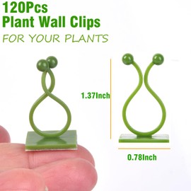 ALLWIN Plant Climbing Wall Clips - 120Pcs Plant Wall Clips,Plant Hooks for Vines Plant Vine Clips Money Plant Clips (Green)