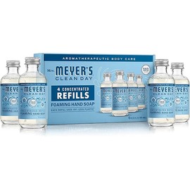 MRS. MEYER'S CLEAN DAY Foaming Hand Soap Concentrated Refills, 4 Concentrated Refills (2 Fl. Oz each), Rain Water Scent, Makes 40 Fl. Oz. of Foaming Soap Total