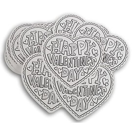 Happy Valentine's Day Coloring Hearts - 24 Piece - 4.88 x 4.48 Inches