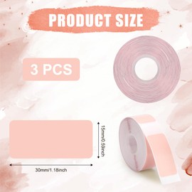 PEUTIER 3 Rolls Label Tapes for Phomemo D30 Label Maker, 15mm x 30mm Self-Adhesive Label Tape Thermal Sticker Paper Roll for Home Office School Supplies (Pink)