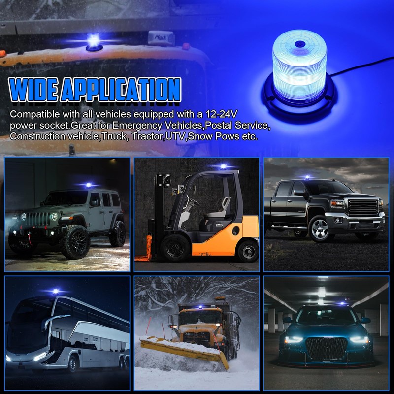 OPPBUY Beacon Strobe Police Lights with Magnetic Base,Blue Strobe Light