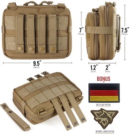 WYNEX Tactical Large Admin Pouch in Double Layer Design, Molle EDC EMT Utility Pouch with Map Sleeve Modular Tool Pouch Large Capacity Flag Patch Included