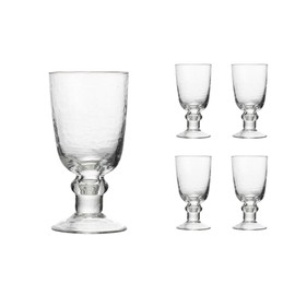 Godinger Wine Goblet Beverage Hammered Glass Cup – Set of 4