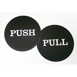 Push Pull Round Door Sign (Black)