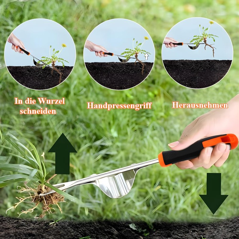 PASLFC Gardening Hand Weeder, Weed Remover Device, Stainless Steel, Uprooting