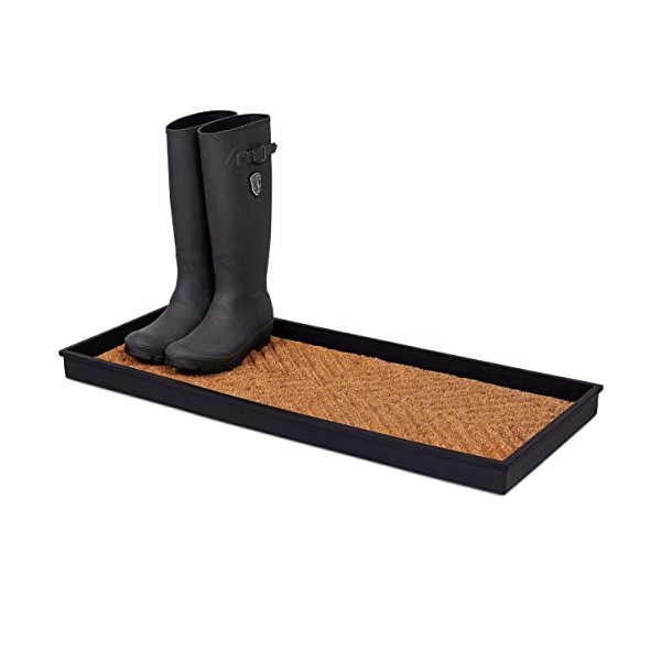 BIRDROCK HOME Rubber Boot Tray with Coir Insert - 34
