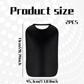 ZKFSIE 2PCS Adults Stretchable Bib, Waterproof Bibs for Adults and Elderly, Black Bibs for Eating, Washable and Adjustable for Comfort